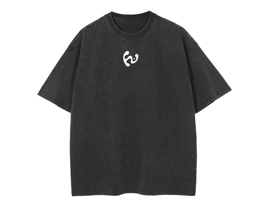 black logo web gallery tshirt oversized stone wash